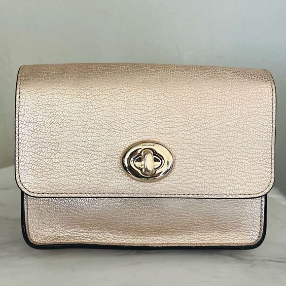 Coach Women's Turnlock Chain Crossbody Leather Bag, Platinum/Gold, NWOT‎ - Picture 3 of 16